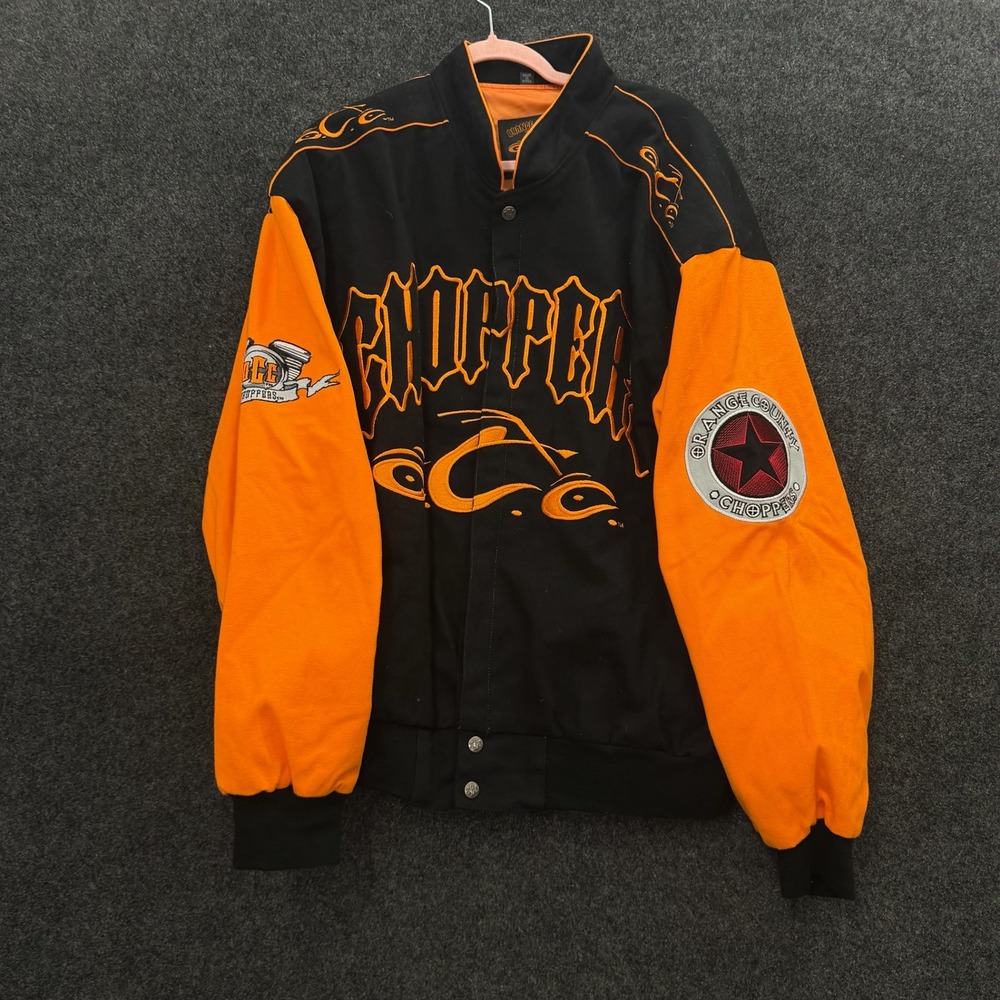 Vintage Orange County Choppers OCC Biker Jacket Black Orange Embroidered 3XL